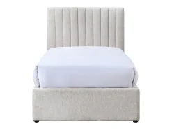 Vente-unique Lit 90 x 190 cm avec 2 tiroirs - Tissu - Beige - SARAH