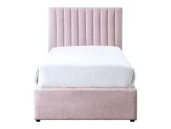Vente-unique Lit 90 x 190 cm avec 2 tiroirs - Tissu - Rose + Matelas - SARAH