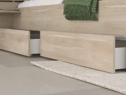 Vente-unique Lit 180 x 200 cm avec rangements - Coloris : Naturel + Sommier + Matelas - TENALIA