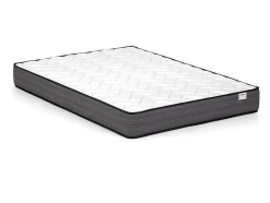 Vente-unique Lit 140 x 190 cm avec rangements - Coloris : Naturel et noir + Sommier + Matelas - KEROSIA Best