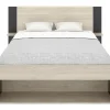 Vente-unique Lit 140 x 190 cm avec rangements - Coloris : Naturel et noir - KEROSIA Outlet