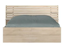 Vente-unique Lit 160 x 200 cm avec rangements - Coloris : Naturel + Sommier + Matelas - TENALIA II
