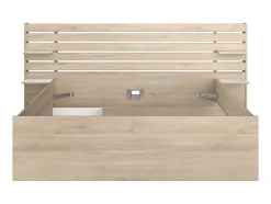 Vente-unique Lit 160 x 200 cm avec rangements - Coloris : Naturel + Sommier + Matelas - TENALIA II