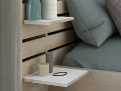 Vente-unique Lit 160 x 200 cm avec rangements - Coloris : Naturel + Sommier + Matelas - TENALIA II
