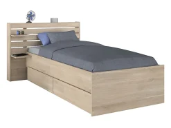 Enfant Vente-unique Lit 90 x 190/200 cm avec rangements - Coloris : Naturel - TENALIA