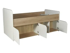 Vente-unique Lit 90 x 190 cm avec rangements - Coloris : Naturel et blanc - LOSTYA Hot