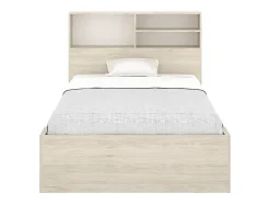 Vente-unique Lit 120 x 190 cm avec rangements - Coloris : Naturel et blanc - VARDIEL Best