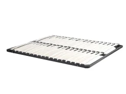 Vente-unique Lit 140 x 190/200 cm avec rangements - Blanc et naturel + Sommier - KINSELIA
