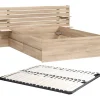 Vente-unique Lit 140 x 190/200 cm avec rangements - Coloris : Naturel + Sommier - TENALIA II