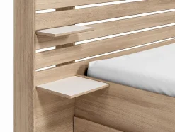 Vente-unique Lit 140 x 190/200 cm avec rangements - Coloris : Naturel + Sommier - TENALIA II