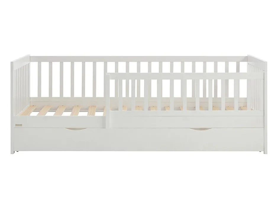 Vente-unique Lit 90 x 190 cm avec tiroir - Pin et MDF - Blanc + Matelas - PROVIATI