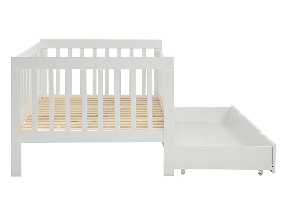 Vente-unique Lit 90 x 190 cm avec tiroir - Pin et MDF - Blanc + Matelas - PROVIATI