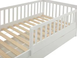 Vente-unique Lit 90 x 190 cm avec tiroir - Pin et MDF - Blanc + Matelas - PROVIATI