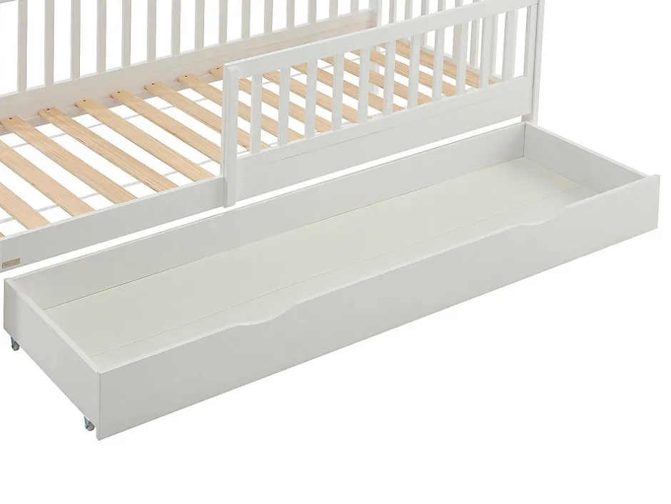 Vente-unique Lit 90 x 190 cm avec tiroir - Pin et MDF - Blanc + Matelas - PROVIATI