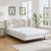 Vente-unique Lit 140 x 190 cm avec tête de lit capitonnée - Tissu - Beige - PENAVI Sale