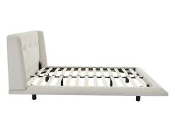 Vente-unique Lit 140 x 190 cm avec tête de lit capitonnée - Tissu - Beige - PENAVI Sale