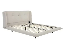 Vente-unique Lit 140 x 190 cm avec tête de lit capitonnée - Tissu - Beige - PENAVI Sale