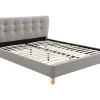 Vente-unique Lit 140 x 190 cm avec tête de lit capitonnée - Tissu - Gris - ELIDE Best
