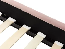 Vente-unique Lit 140 x 190 cm avec tête de lit ondulée - Velours - Vieux rose + Matelas - SAGALI Sale