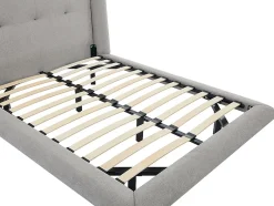 Vente-unique Lit 160 x 200 cm avec tête de lit capitonnée - Tissu - Gris clair + Matelas - PENAVI Discount