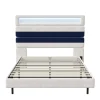 Fortuna lai Lit 140 x 200 cm Design Flottant avec Éclairage LED Prise Port USB Cadre Velours ,sans Matelas
