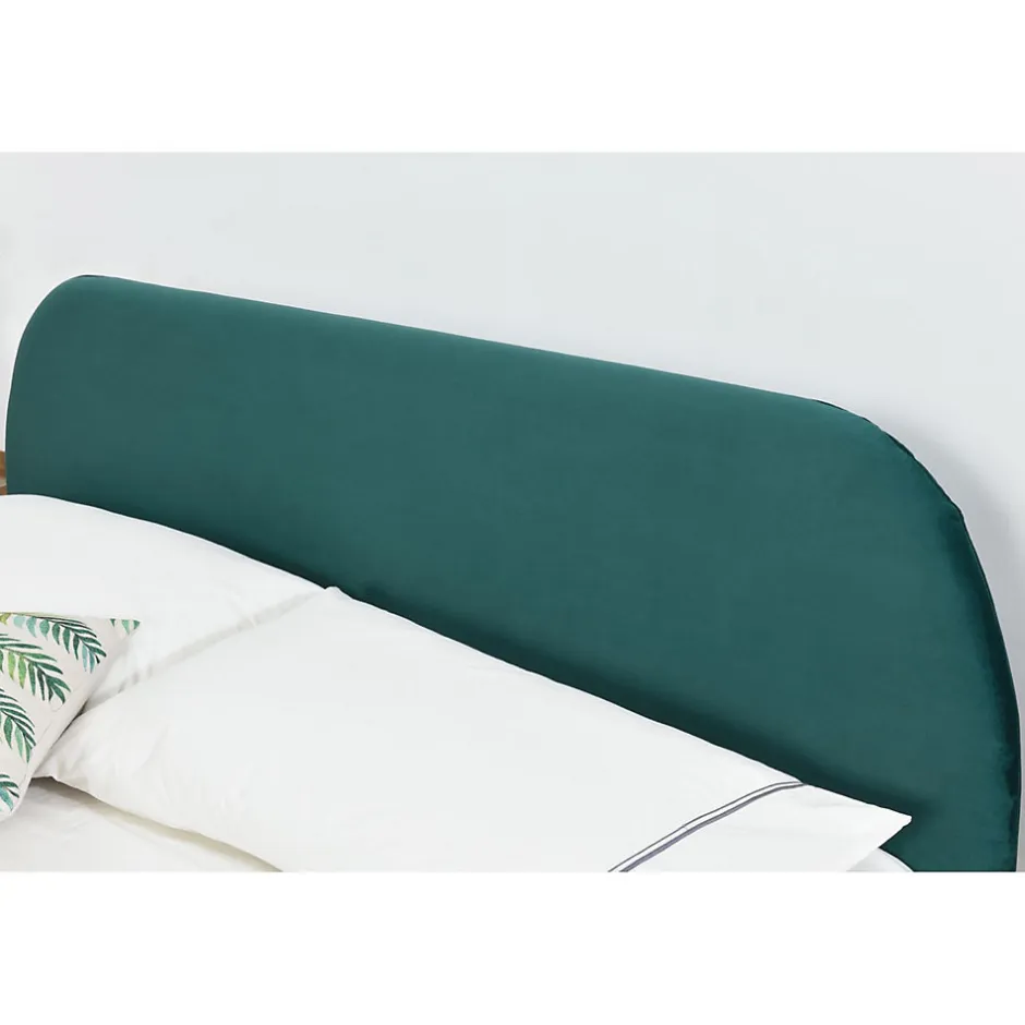 Concept Usine Lit 160 x 200 cm en velours et laiton vert - PHOENIX