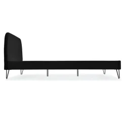 Concept Usine Lit 160 x 200 cm en velours noir et pieds noirs - PHOENIX