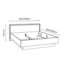 Meubletmoi Lit 180 x 200 cm tête de lit décor chêne naturel et noir mat - ALIA