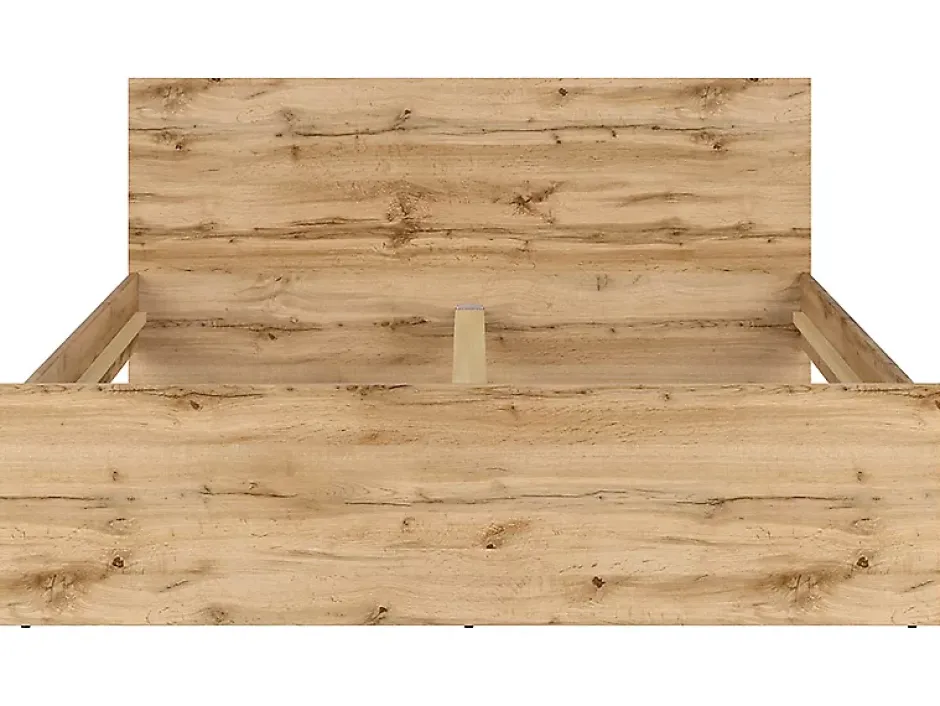 Pegane Lit adule 2 places 160x200 cm ,coloris Chêne wotan - Longueur 204,5 x Profondeur 165 x Hauteur 85,5cm Clearance