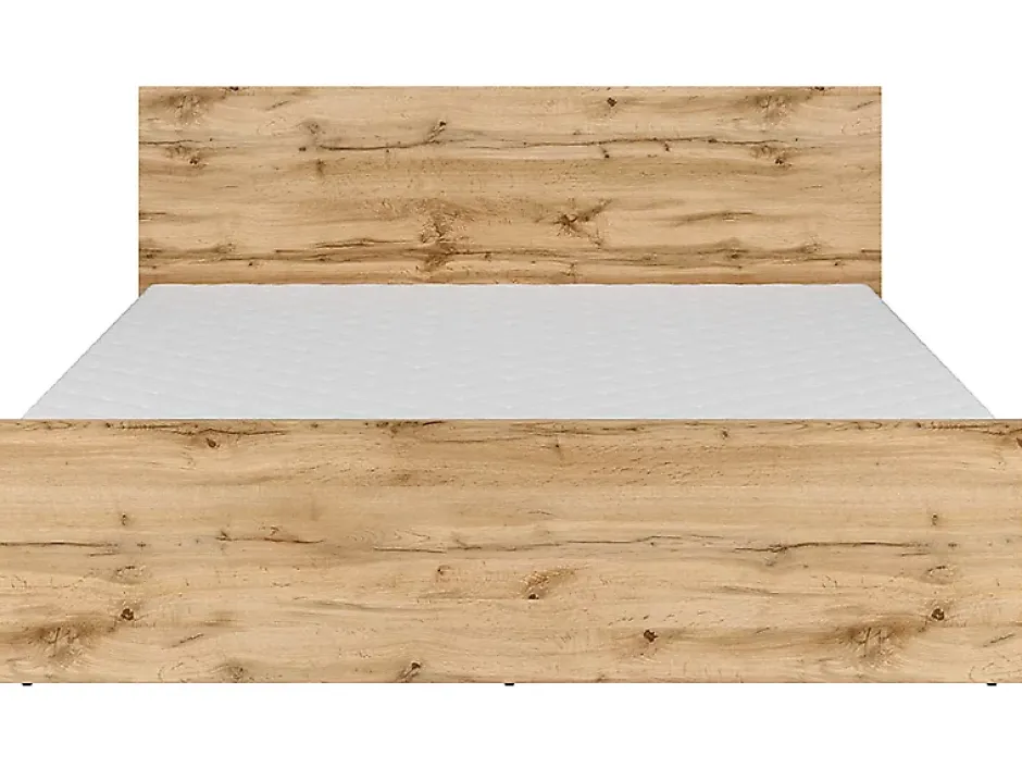 Pegane Lit adule 2 places 160x200 cm ,coloris Chêne wotan - Longueur 204,5 x Profondeur 165 x Hauteur 85,5cm Clearance
