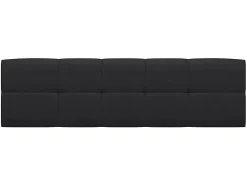 Pegane Lit adule 140x200 avec tête de lit capitonnée noir,sommier et rangement, coloris chêne Sonoma - L. 204,5 x P. 149 x H. 95/40,5 cm Outlet