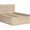 Pegane Lit adule 140x200 Lit coffre 2 places avec sommier et rangement, coloris chêne Sonoma - L. 204,5 x P. 149 x H. 95/40,5 cm
