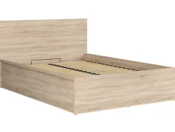 Pegane Lit adule 140x200 Lit coffre 2 places avec sommier et rangement, coloris chêne Sonoma - L. 204,5 x P. 149 x H. 95/40,5 cm