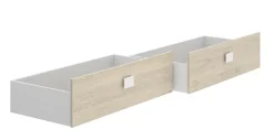 Pegane Lit adulte coloris blanc, chêne naturel avec 2 tiroirs - Longueur 196 x Profondeur 97 x Hauteur 79 cm Online