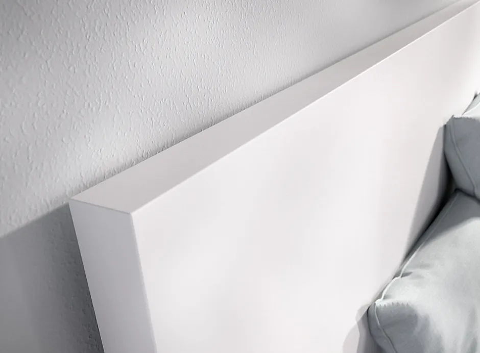 Pegane Lit adulte, couchage 140x190 cm avec 4 tiroirs coloris blanc - Longueur 145 x Profondeur 195 x Hauteur 100 cm