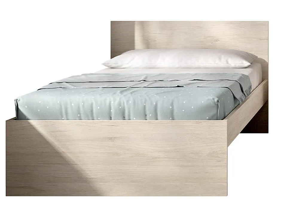Pegane Lit adulte couchage 90X190 coloris naturel - Longueur 194 x Profondeur 95 x Hauteur 67 cm