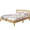 Blackcolors Lit Adulte Double 160x200cm Rotin 15 Lattes Pin Naturel