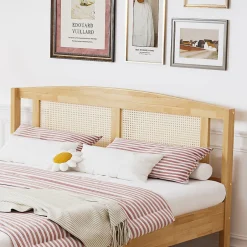 Blackcolors Lit Adulte Double 160x200cm Rotin 15 Lattes Pin Naturel