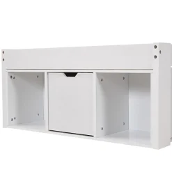 ModernLuxe Lit adulte en MDF 90x200 cm - Avec port de recharge et rangements multifonctionnels - Blanc (matelas non inclus)