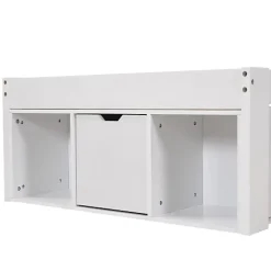 ModernLuxe Lit adulte en MDF 90x190 cm - Avec port de recharge et rangements multifonctionnels - Blanc (matelas non inclus) Discount