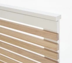 Pegane Lit adulte en pin et MDF coloris blanc, naturel - Longueur 197,7 x Profondeur 153,2 x Hauteur 100 cm