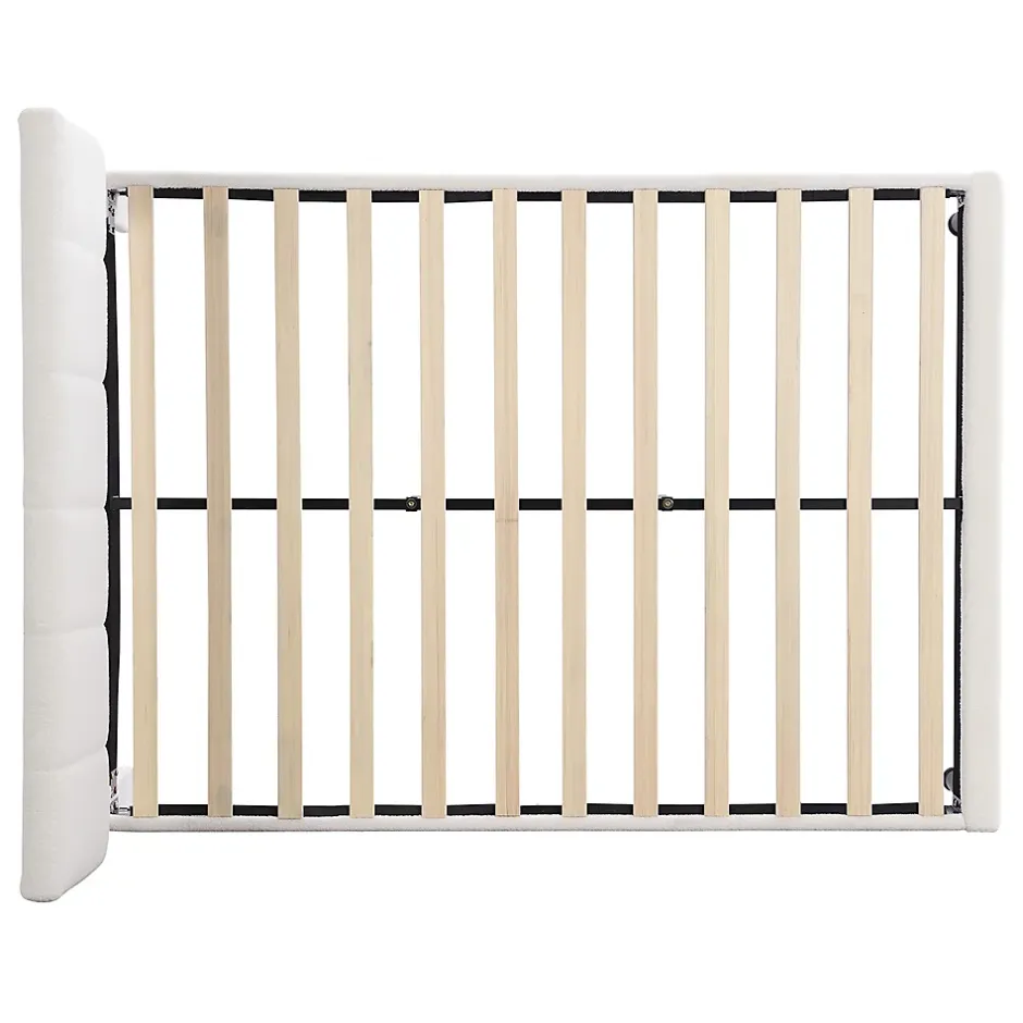 Gutent Lit adulte lit cadre à lattes en bois lit 140x190 cm lit rembourré lit pieds en fer Single sherpa beige New