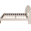 Gutent Lit adulte lit cadre à lattes en bois lit 160x200 cm lit rembourré Single velours beige Sale
