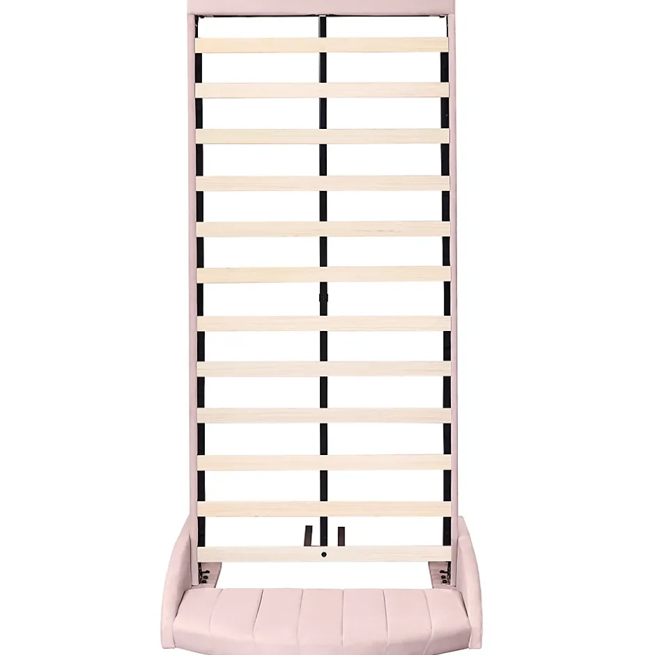 Gutent Lit adulte lit cadre à lattes en bois lit 90x200 cm lit rembourré Single velours rose New