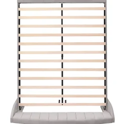 Gutent Lit adulte lit cadre à lattes en bois lit 160x200 cm lit rembourré Single velours gris