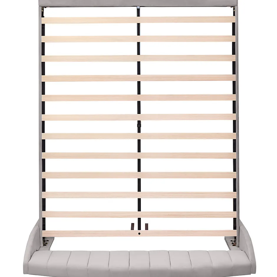 Gutent Lit adulte lit cadre à lattes en bois lit 160x200 cm lit rembourré Single velours gris