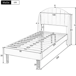 Gutent Lit adulte lit cadre à lattes en bois lit 90x200 cm lit rembourré Single velours beige