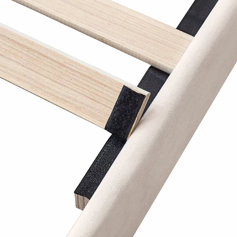 Gutent Lit adulte lit cadre à lattes en bois lit 140x200 cm lit rembourré Single velours beige Discount