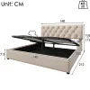 Gutent Lit adulte lit coffre lit 140x200 cm lit de rangement lit rembourré hydraulique lit en métal lit double lin gris clair Outlet