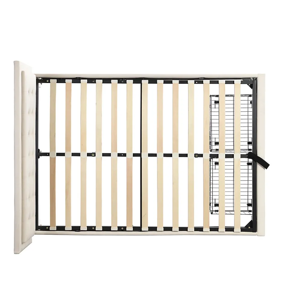 Gutent Lit adulte lit coffre lit 140x200 cm lit de rangement lit rembourré hydraulique lit 2 tiroirs lit double velours beige Hot